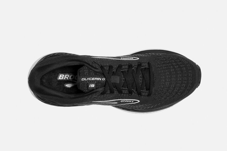 Brooks Glycerin GTS 19 Road Running Shoes Womens - Black/White - KJFYQ-9135